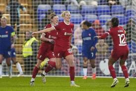 Gemma Bonner (No.23) scored twice in Liverpool's win over Chelsea in the Women's Super League. (AP PHOTO)
